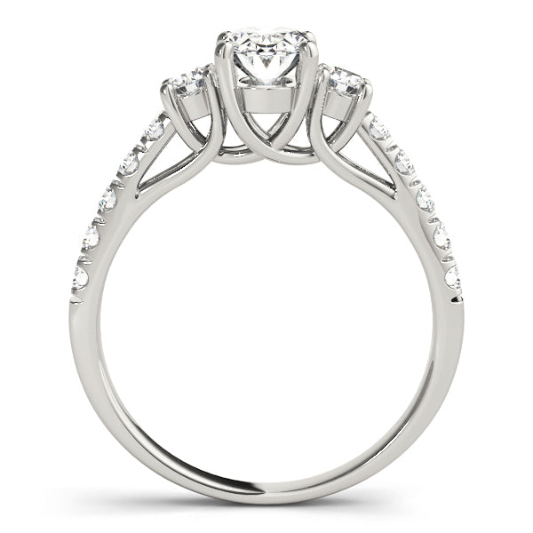 14K White Gold Engagement Rings 3 Stone Oval With 1.35 TCW Diamond (Lab Grown VS-SI1, E/F/G)