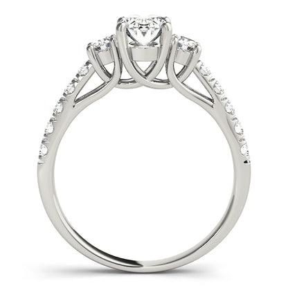 14K White Gold Engagement Rings 3 Stone Oval With 1.35 TCW Diamond (Lab Grown VS-SI1, E/F/G)