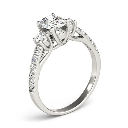 14K White Gold Engagement Rings 3 Stone Oval With 1.35 TCW Diamond (Lab Grown VS-SI1, E/F/G)