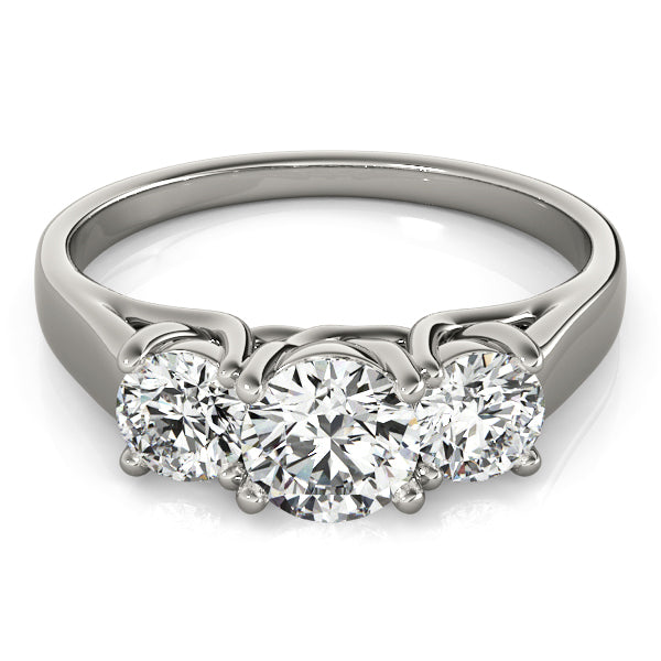 14K White Gold Engagement Rings 3 Stone Round With 1.45 TCW Diamond (Lab Grown VS-SI1, E/F/G)