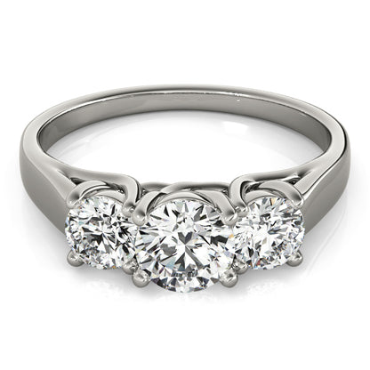 14K White Gold Engagement Rings 3 Stone Round With 1.45 TCW Diamond (Lab Grown VS-SI1, E/F/G)