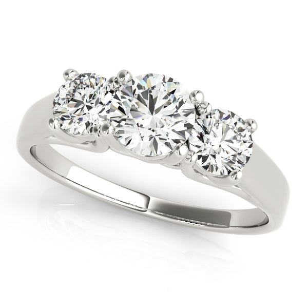 14K White Gold Engagement Rings 3 Stone Round With 1.45 TCW Diamond (Lab Grown VS-SI1, E/F/G)