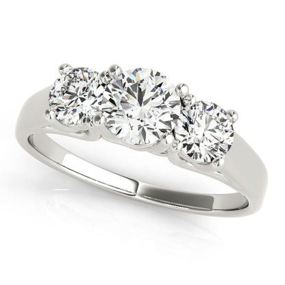 14K White Gold Engagement Rings 3 Stone Round With 1.45 TCW Diamond (Lab Grown VS-SI1, E/F/G)