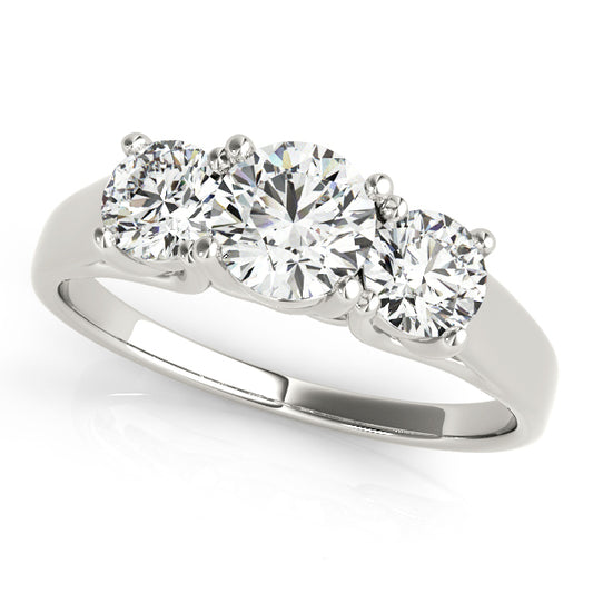 14K White Gold Engagement Rings 3 Stone Round With 1.45 TCW Diamond (Lab Grown VS-SI1, E/F/G)