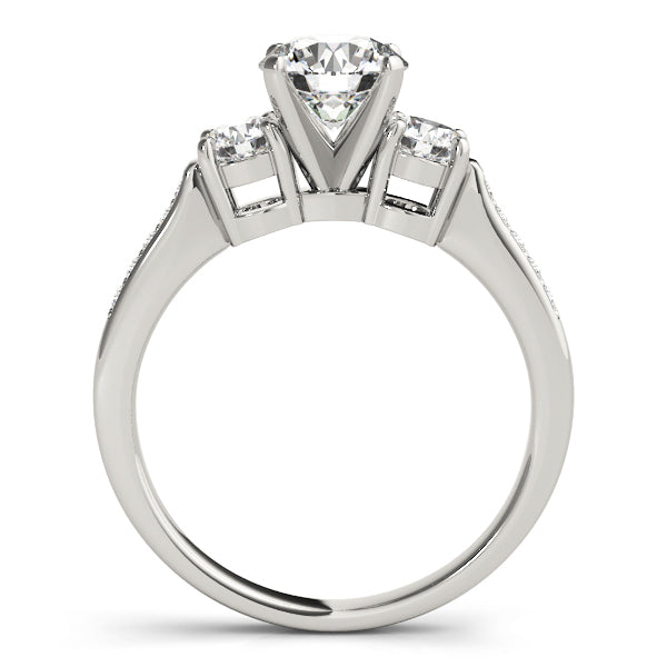 14K White Gold Engagement Rings 3 Stone Round With 0.45 TCW Diamond (Lab Grown VS-SI1, E/F/G)