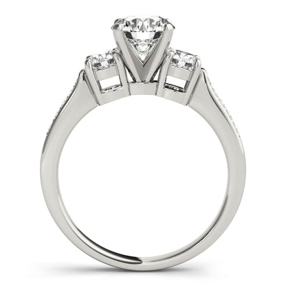 14K White Gold Engagement Rings 3 Stone Round With 0.45 TCW Diamond (Lab Grown VS-SI1, E/F/G)