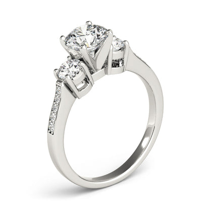 14K White Gold Engagement Rings 3 Stone Round With 0.45 TCW Diamond (Lab Grown VS-SI1, E/F/G)