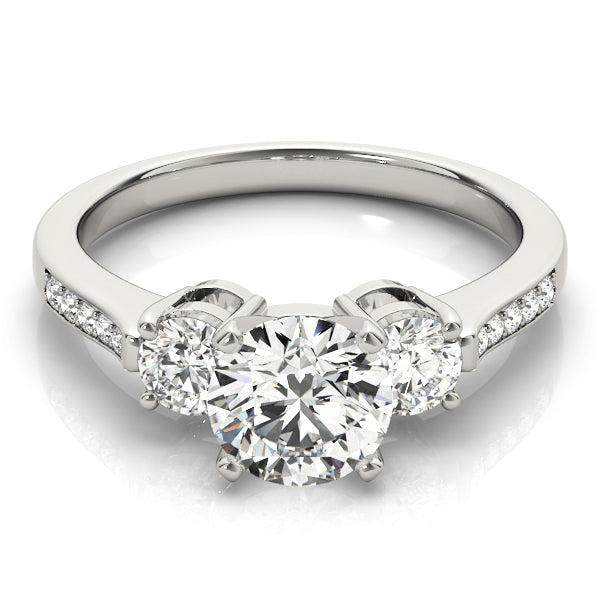 14K White Gold Engagement Rings 3 Stone Round With 0.45 TCW Diamond (Lab Grown VS-SI1, E/F/G)