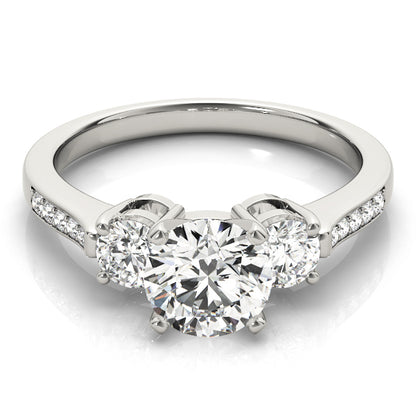 14K White Gold Engagement Rings 3 Stone Round With 0.45 TCW Diamond (Lab Grown VS-SI1, E/F/G)