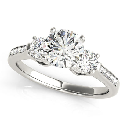 14K White Gold Engagement Rings 3 Stone Round With 0.45 TCW Diamond (Lab Grown VS-SI1, E/F/G)