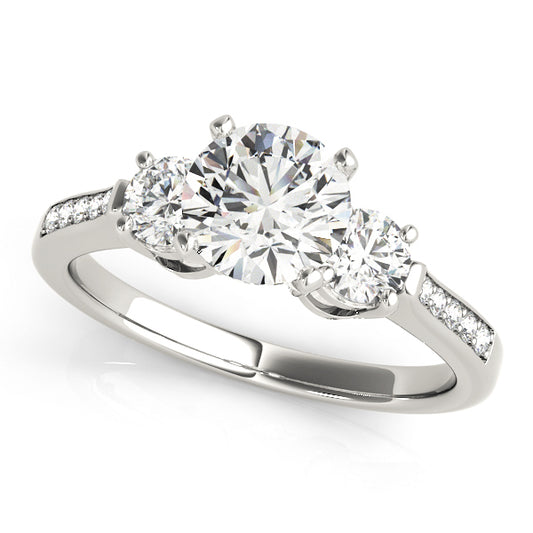 14K White Gold Engagement Rings 3 Stone Round With 0.45 TCW Diamond (Lab Grown VS-SI1, E/F/G)