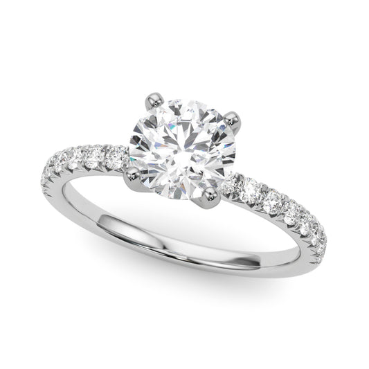 14K White Gold Engagement Rings Round Center With 2.24 TCW Diamond (Lab Grown VS-SI1, E/F/G)