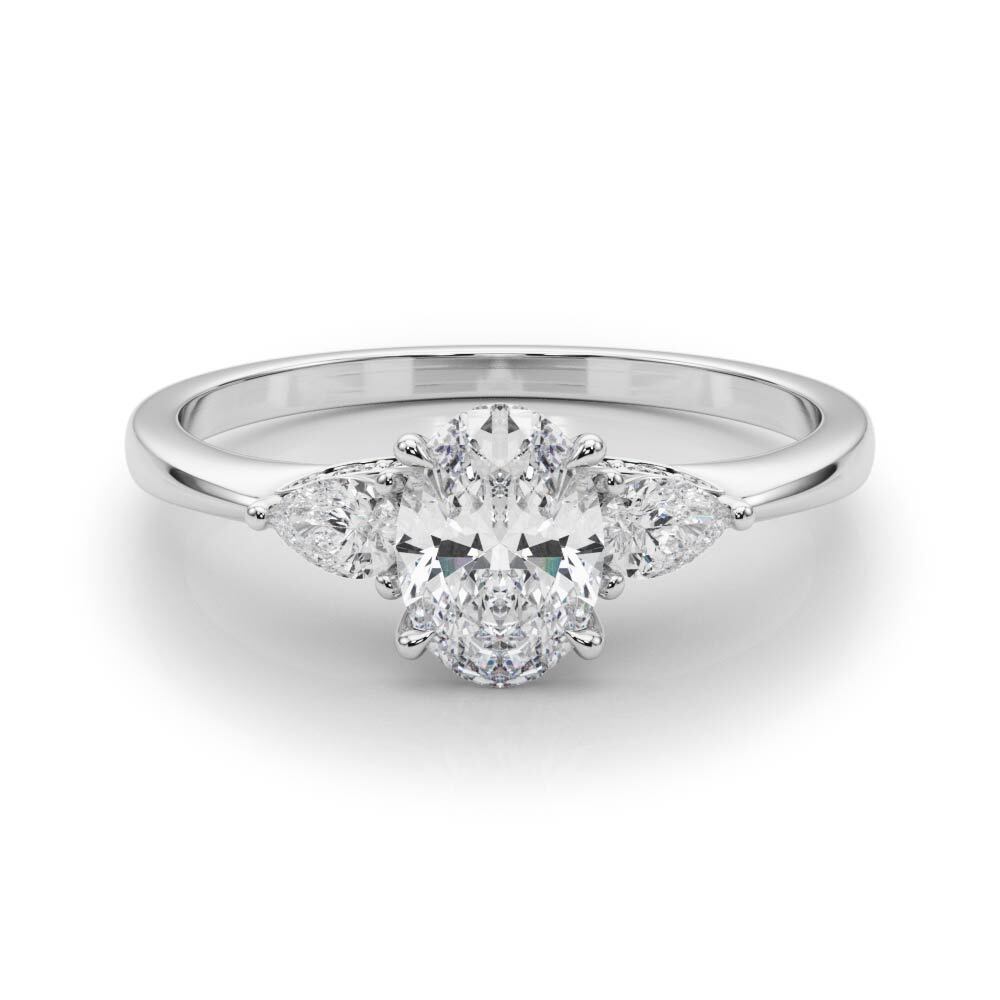 14K White Gold Fashion Rings Oval & Pear Shape With 0.29 TCW Diamond (Lab Grown VS-SI1, E/F/G)