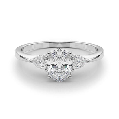 14K White Gold Fashion Rings Oval & Pear Shape With 0.29 TCW Diamond (Lab Grown VS-SI1, E/F/G)