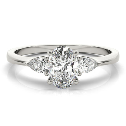 14K White Gold Fashion Rings Oval & Pear Shape With 0.29 TCW Diamond (Lab Grown VS-SI1, E/F/G)