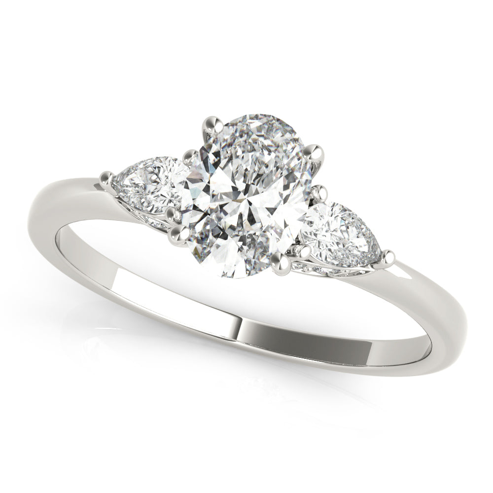 14K White Gold Fashion Rings Oval & Pear Shape With 0.29 TCW Diamond (Lab Grown VS-SI1, E/F/G)