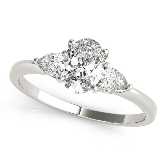 14K White Gold Fashion Rings Oval & Pear Shape With 0.29 TCW Diamond (Lab Grown VS-SI1, E/F/G)