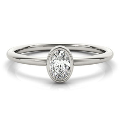 14K White Gold Oval Solitaire Stackable With 0.25 TCW Diamond (Lab Grown VS-SI1, E/F/G)