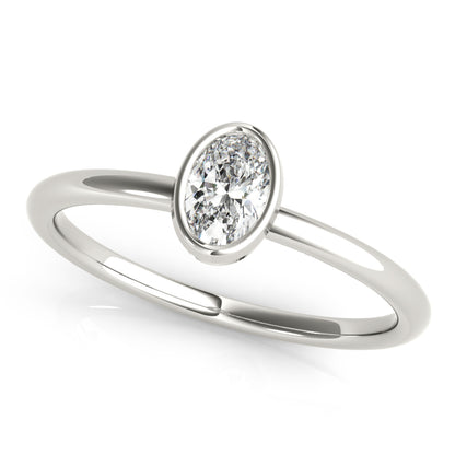 14K White Gold Oval Solitaire Stackable With 0.25 TCW Diamond (Lab Grown VS-SI1, E/F/G)