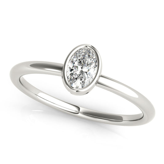 14K White Gold Oval Solitaire Stackable With 0.25 TCW Diamond (Lab Grown VS-SI1, E/F/G)