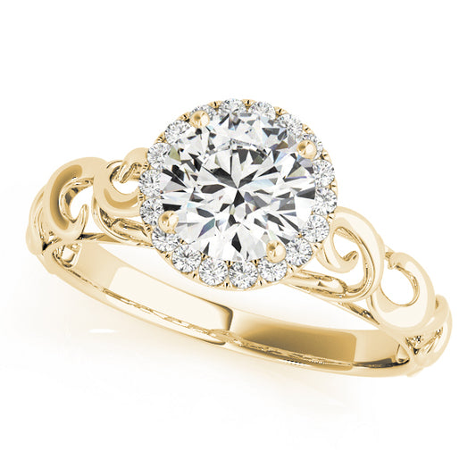 14K Yellow Gold Engagement Rings Solitaires Any Shape With 0.58 TCW Diamond (Lab Grown VS-SI1, E/F/G)