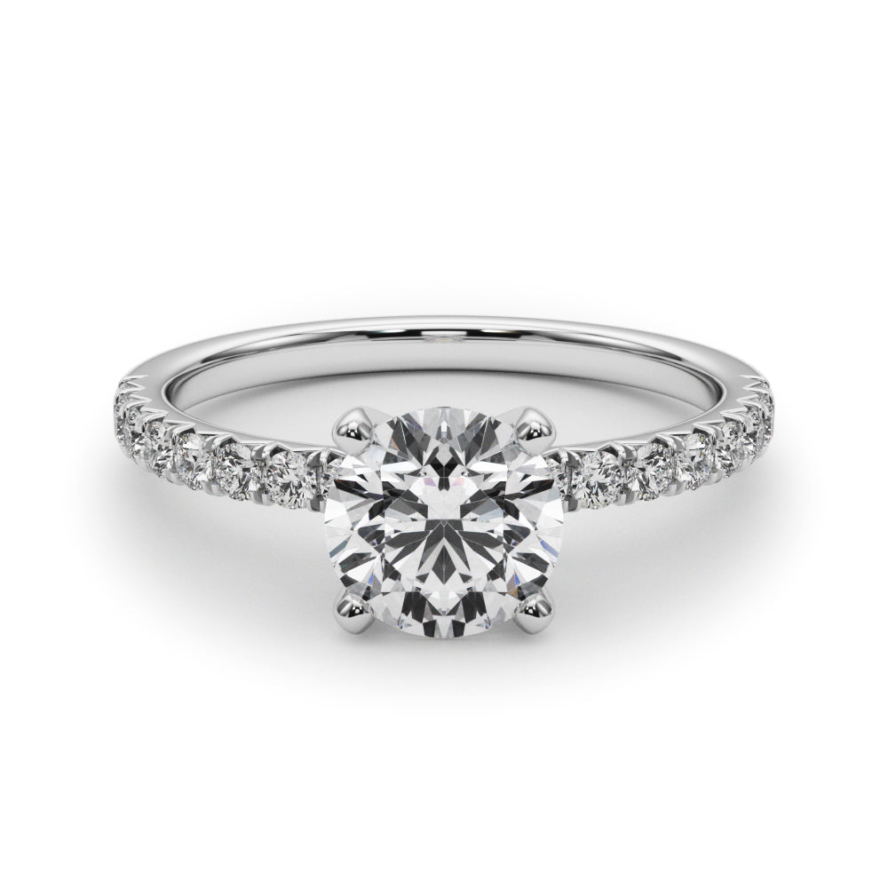 14K White Gold Engagement Rings Round Center With 0.99 TCW Diamond (Lab Grown VS-SI1, E/F/G)
