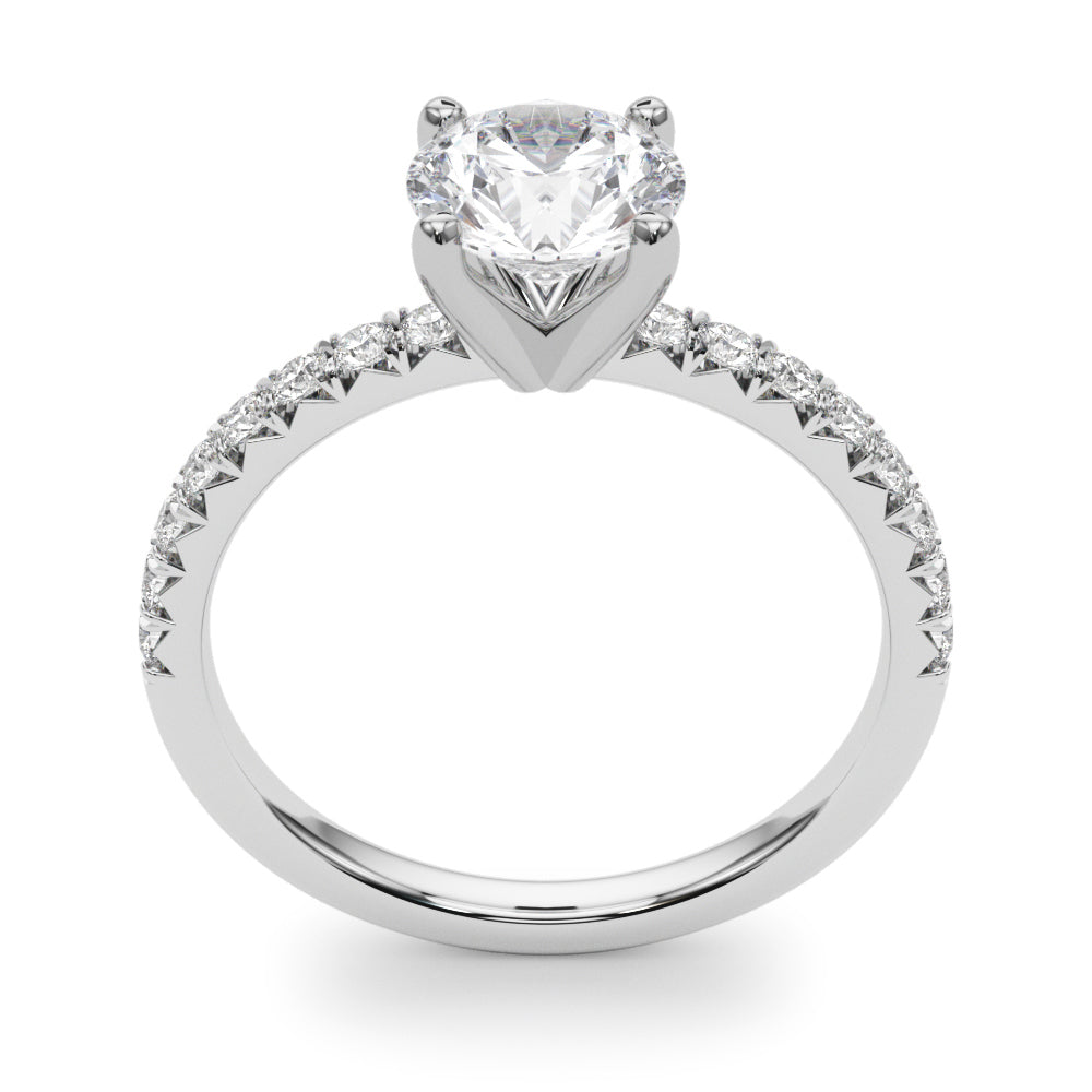14K White Gold Engagement Rings Round Center With 0.99 TCW Diamond (Lab Grown VS-SI1, E/F/G)