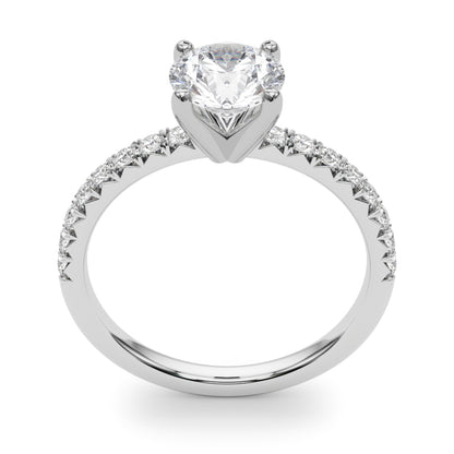 14K White Gold Engagement Rings Round Center With 0.99 TCW Diamond (Lab Grown VS-SI1, E/F/G)