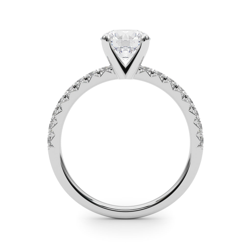 14K White Gold Engagement Rings Round Center With 0.99 TCW Diamond (Lab Grown VS-SI1, E/F/G)
