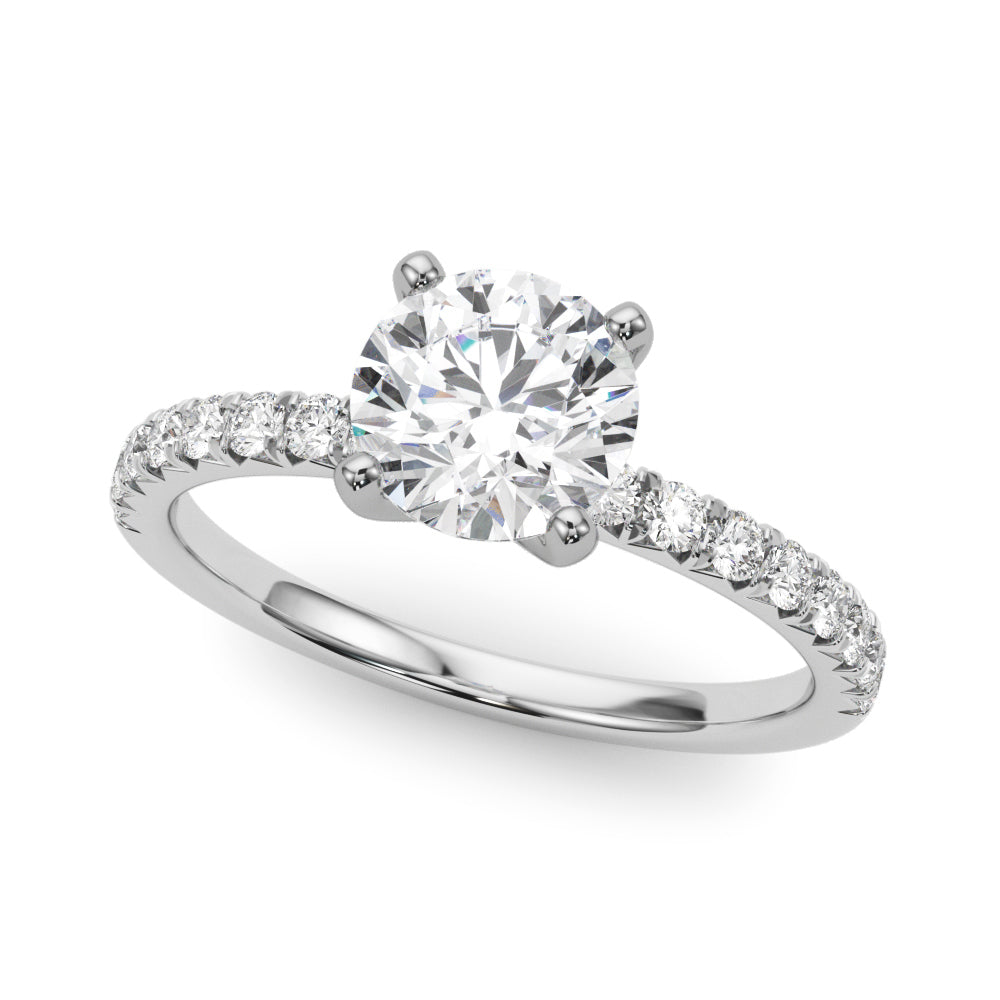 14K White Gold Engagement Rings Round Center With 0.99 TCW Diamond (Lab Grown VS-SI1, E/F/G)
