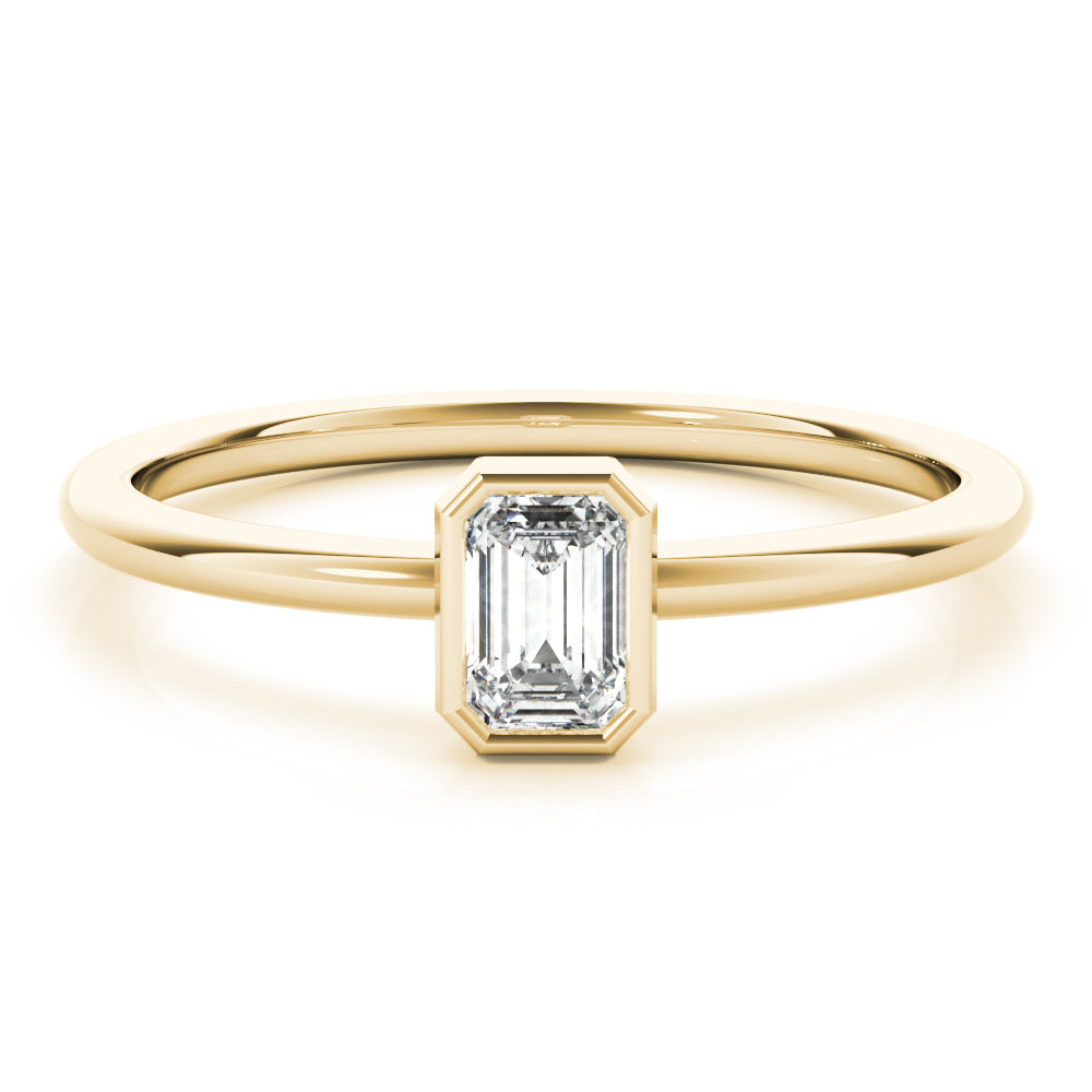 14K Yellow Gold Emerald Solitaire Stackable With 0.30 TCW Diamond (Lab Grown VS-SI1, E/F/G)