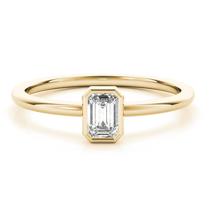 14K Yellow Gold Emerald Solitaire Stackable With 0.30 TCW Diamond (Lab Grown VS-SI1, E/F/G)