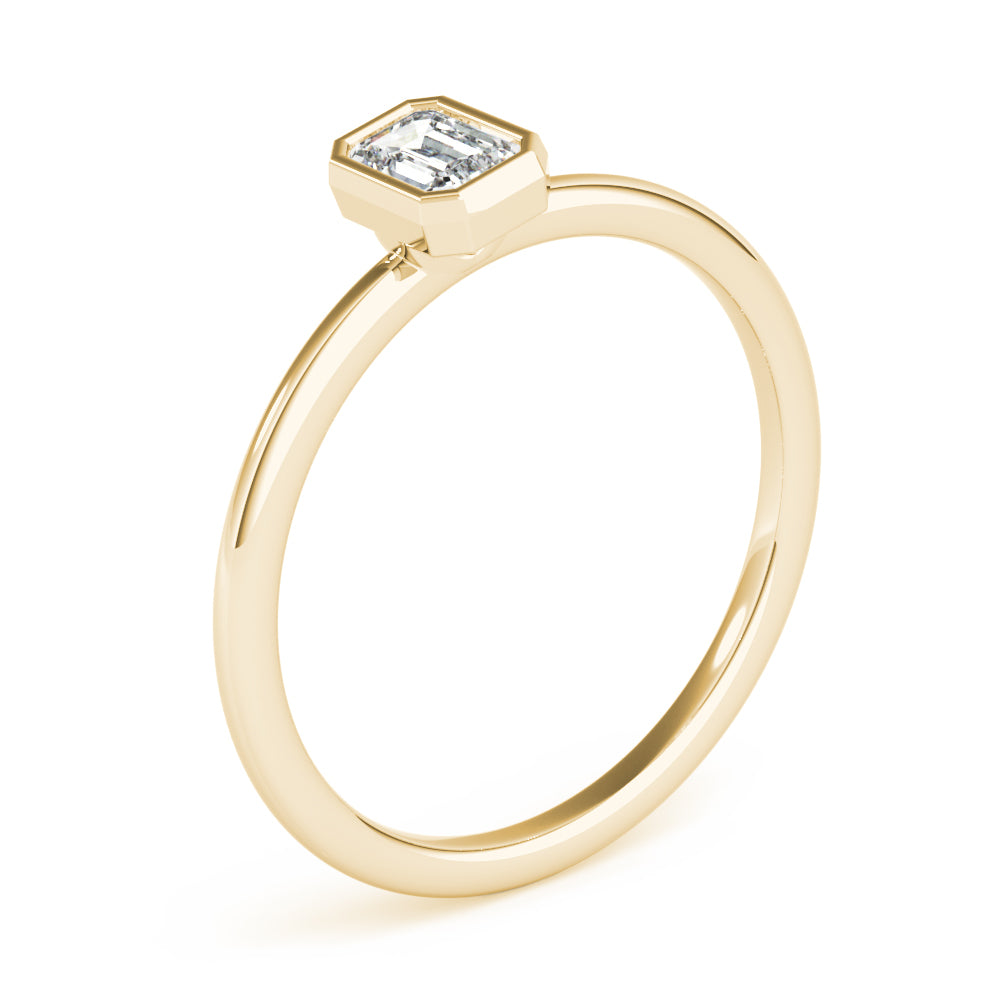 14K Yellow Gold Emerald Solitaire Stackable With 0.30 TCW Diamond (Lab Grown VS-SI1, E/F/G)