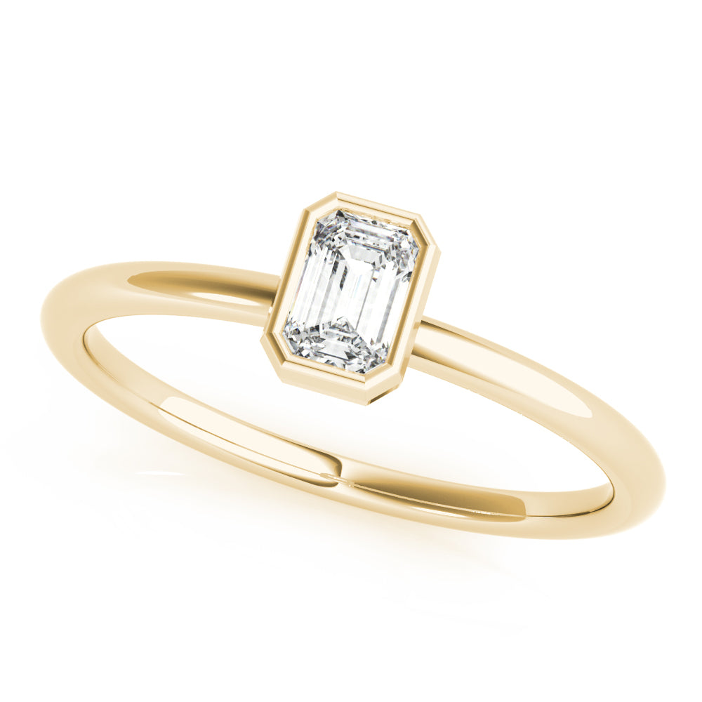 14K Yellow Gold Emerald Solitaire Stackable With 0.30 TCW Diamond (Lab Grown VS-SI1, E/F/G)