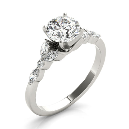 14K White Gold Marquise & Round Engagement Ring With 0.39 TCW Diamond (Lab Grown VS-SI1, E/F/G)