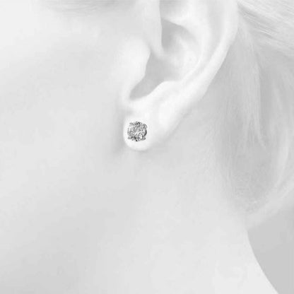 14K White Gold (1.5 Cttw) 3/4ct 4 Prong Wire Stud Earring With 1.50 TCW Diamond (Lab Grown VS-SI1, E/F/G)