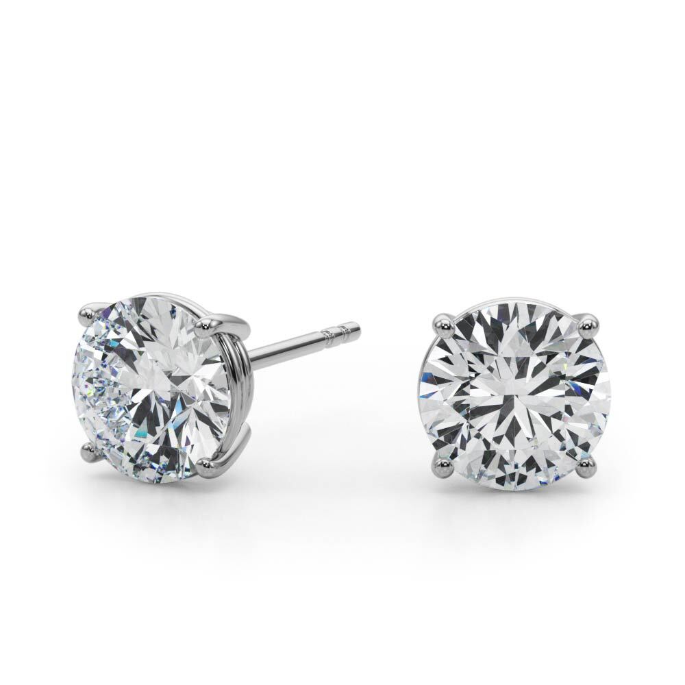 14K White Gold (3 Cttw) 1.5ct 4 Prong Wire Stud Earring With 3 TCW Diamond (Lab Grown VS-SI1, E/F/G)