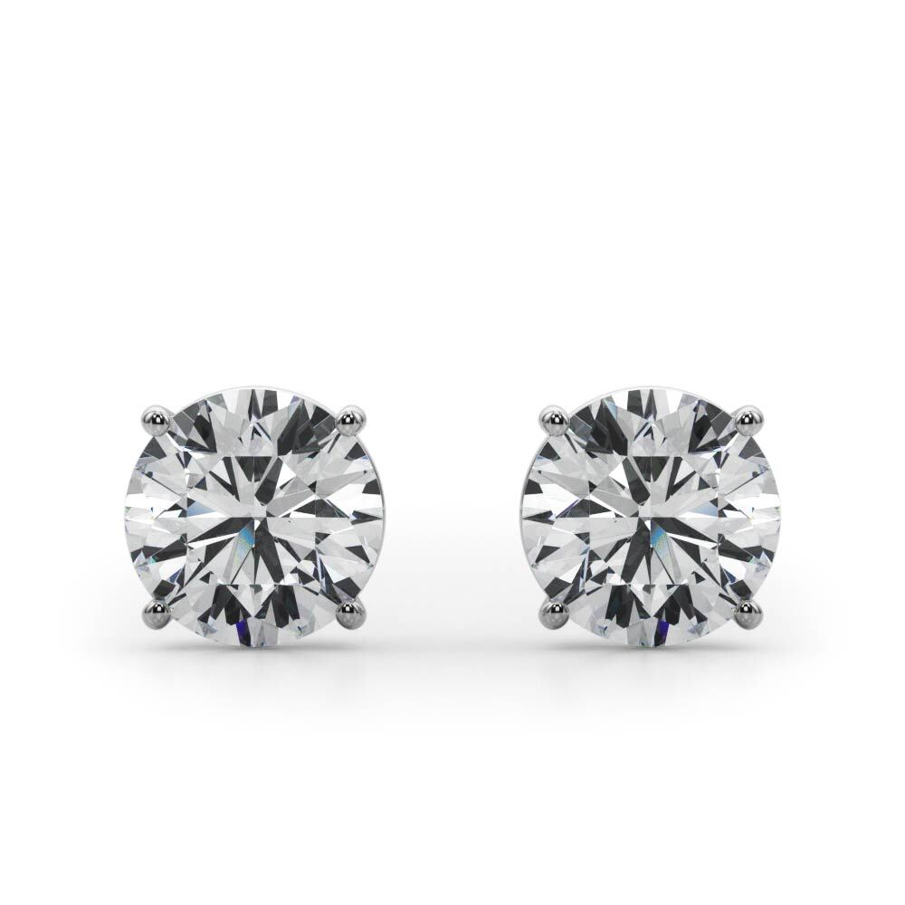 14K White Gold (3 Cttw) 1.5ct 4 Prong Wire Stud Earring With 3 TCW Diamond (Lab Grown VS-SI1, E/F/G)