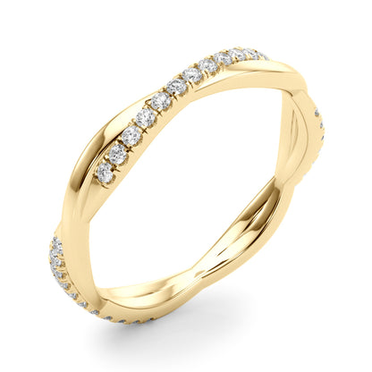 14K Yellow Gold Lab Grown Diamond Twisted Band With 0.20 TCW Diamond (Lab Grown VS-SI1, E/F/G)