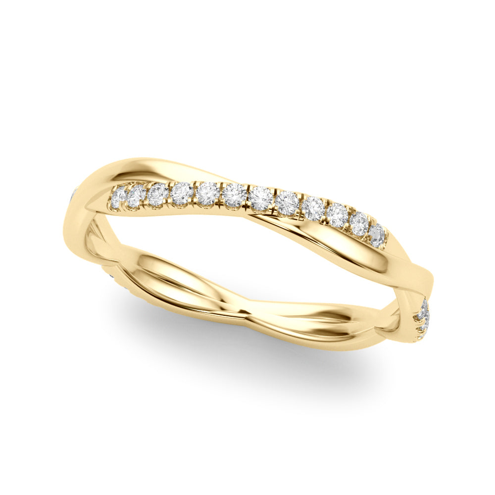 14K Yellow Gold Lab Grown Diamond Twisted Band With 0.20 TCW Diamond (Lab Grown VS-SI1, E/F/G)