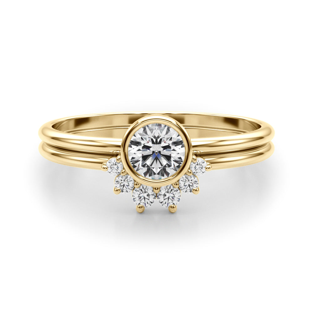 14K Yellow Gold Lab Grown Diamond Fashion Ring Round With 0.10 TCW Diamond (Lab Grown VS-SI1, E/F/G)