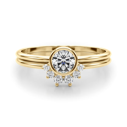 14K Yellow Gold Lab Grown Diamond Fashion Ring Round With 0.10 TCW Diamond (Lab Grown VS-SI1, E/F/G)