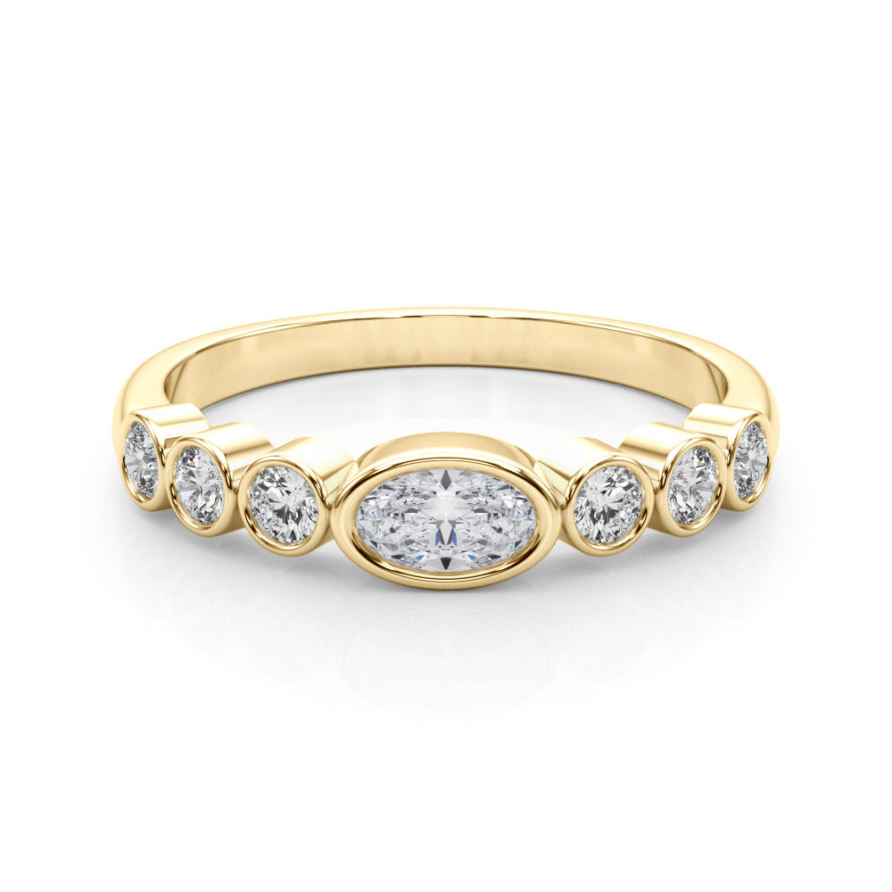 14K Yellow Gold Lab Grown Diamond With Oval Color Center Ring With 0.49 TCW Diamond (Lab Grown VS-SI1, E/F/G)