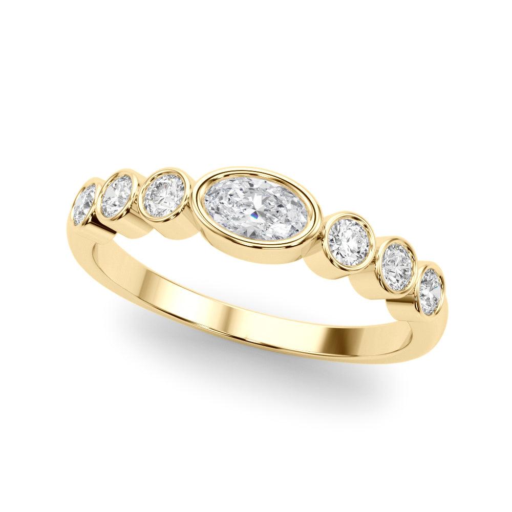 14K Yellow Gold Lab Grown Diamond With Oval Color Center Ring With 0.49 TCW Diamond (Lab Grown VS-SI1, E/F/G)