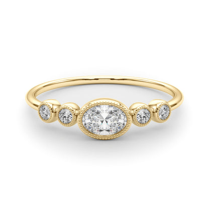 14K Yellow Gold Lab Grown Diamond 5 Stone Fashion Ring With Oval Center With 0.32 TCW Diamond (Lab Grown VS-SI1, E/F/G)
