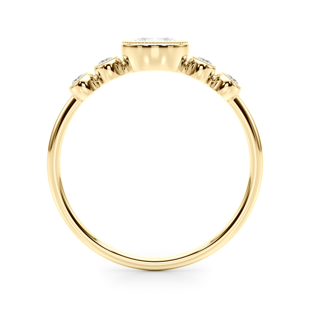 14K Yellow Gold Lab Grown Diamond 5 Stone Fashion Ring With Oval Center With 0.32 TCW Diamond (Lab Grown VS-SI1, E/F/G)