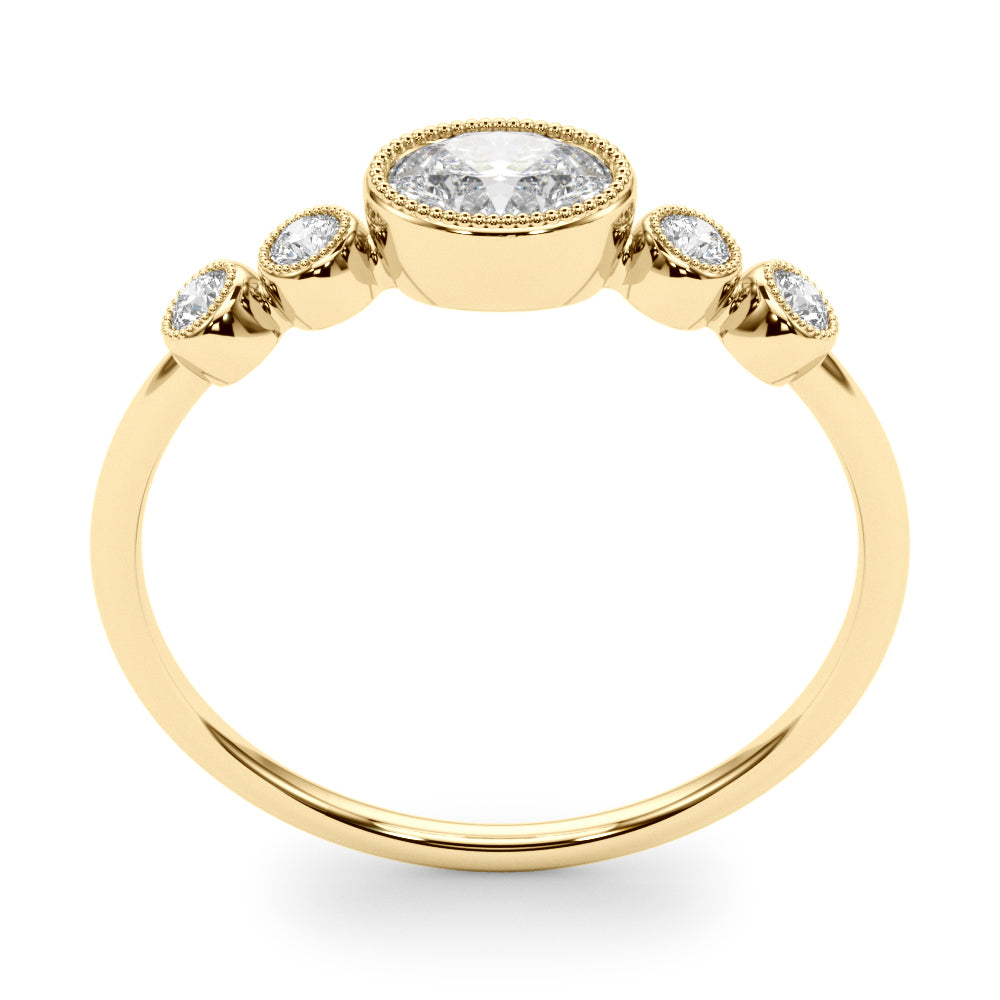 14K Yellow Gold Lab Grown Diamond 5 Stone Fashion Ring With Oval Center With 0.32 TCW Diamond (Lab Grown VS-SI1, E/F/G)
