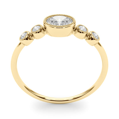 14K Yellow Gold Lab Grown Diamond 5 Stone Fashion Ring With Oval Center With 0.32 TCW Diamond (Lab Grown VS-SI1, E/F/G)