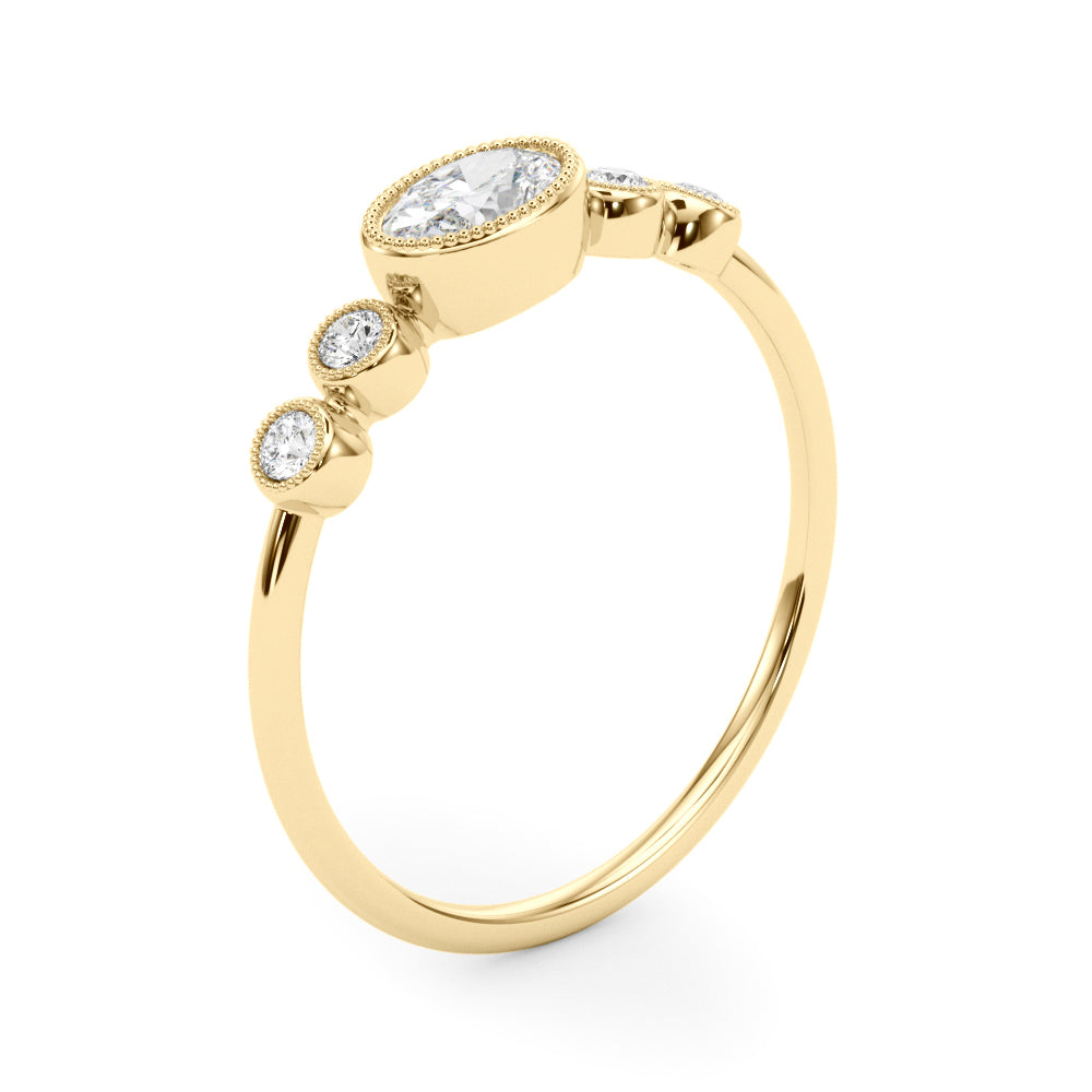 14K Yellow Gold Lab Grown Diamond 5 Stone Fashion Ring With Oval Center With 0.32 TCW Diamond (Lab Grown VS-SI1, E/F/G)