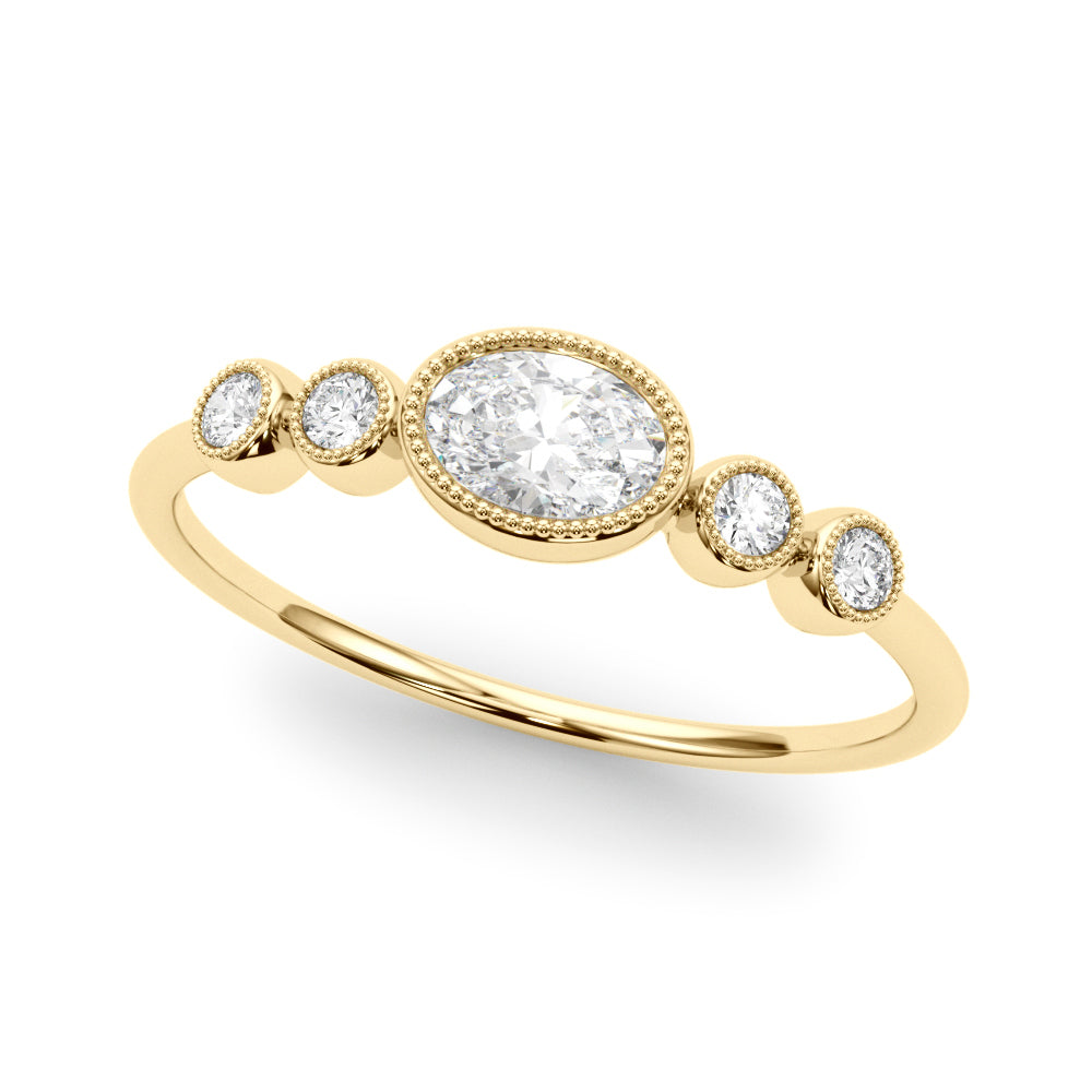 14K Yellow Gold Lab Grown Diamond 5 Stone Fashion Ring With Oval Center With 0.32 TCW Diamond (Lab Grown VS-SI1, E/F/G)